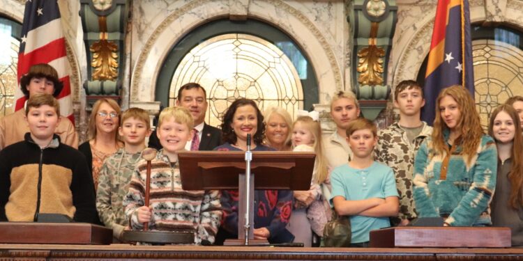 Spire Learning Center of Magee, visited the Capitol on Wednesday, January 28, 2026, and spoke with Senator Andy Berry about the legislative process.