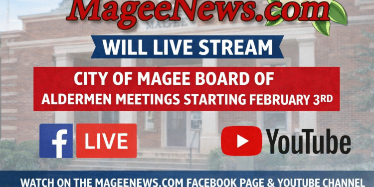 MageeNews.com to live stream City of Magee Board of Aldermen meetings beginning February 3rd @ 5 o’clock
