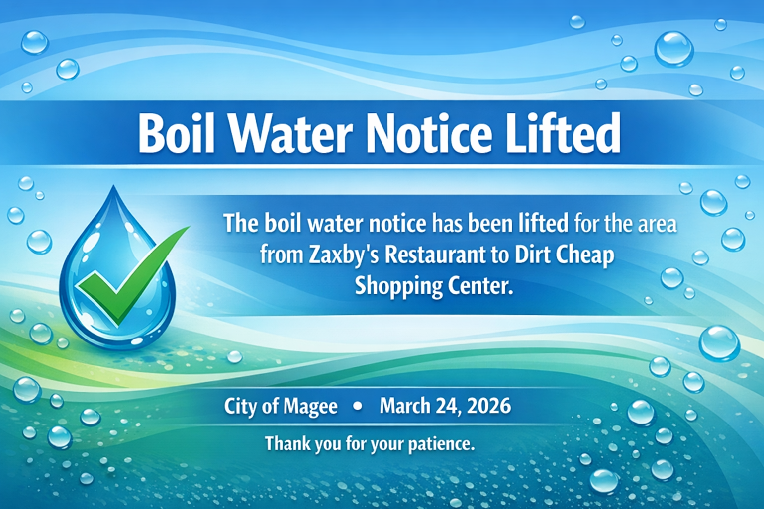 Boil Water Notice Lifted