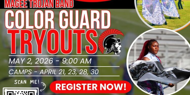 Magee Trojan Band Color Guard Try outs!  May 2nd