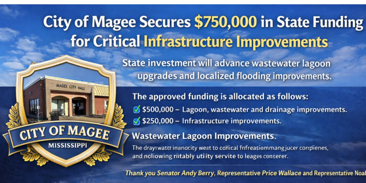 City of Magee Secures $750,000 in State Funding for Critical Infrastructure Improvements