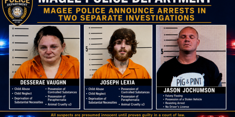 Magee Police Announce Arrests in Two Separate Investigations