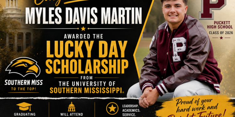 Myles Davis Martin Awarded Luckyday Scholarship to Southern Miss