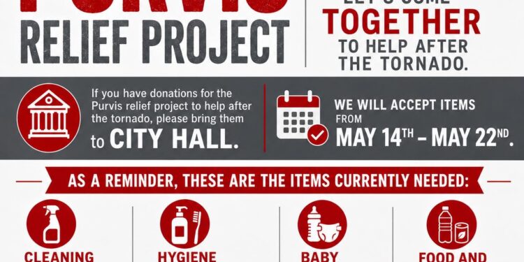 City of Magee Collecting Donations for Purvis Tornado Relief Effort