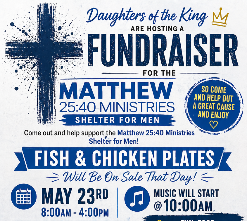 Mark you calendar Now!!! Fundraiser May 23rd Fish & Chicken Plates