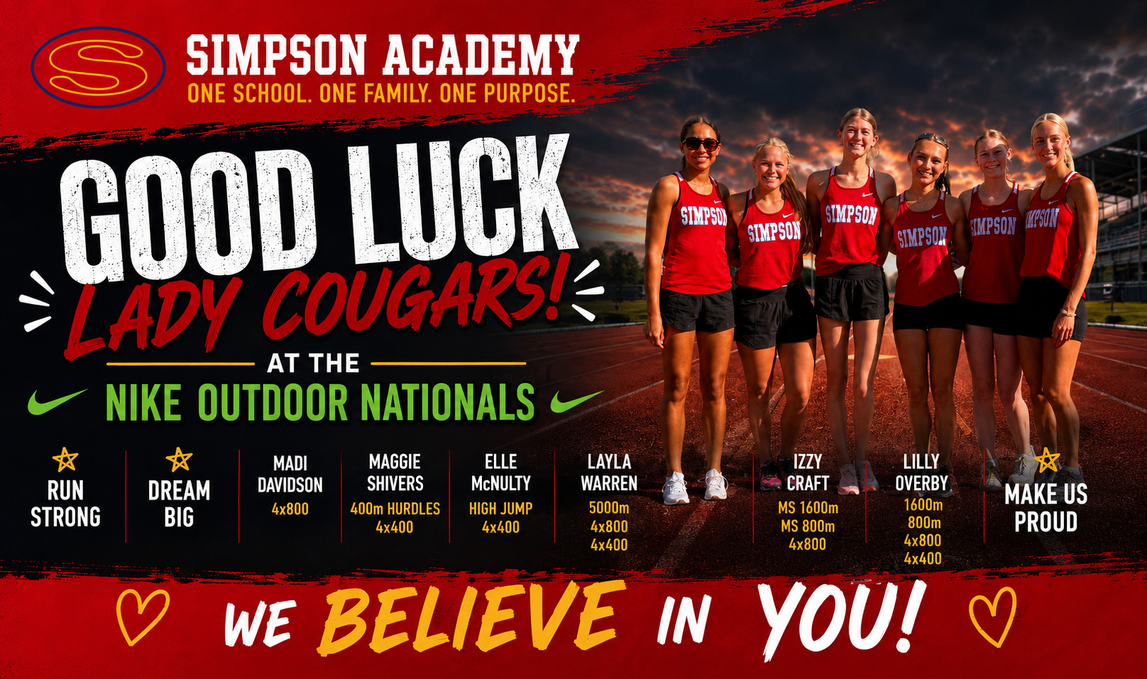 Good Luck Cougars Nike Outdoor Nationals!!!