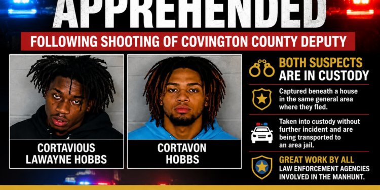 Both Suspects Captured Following Shooting of Covington County Deputy
