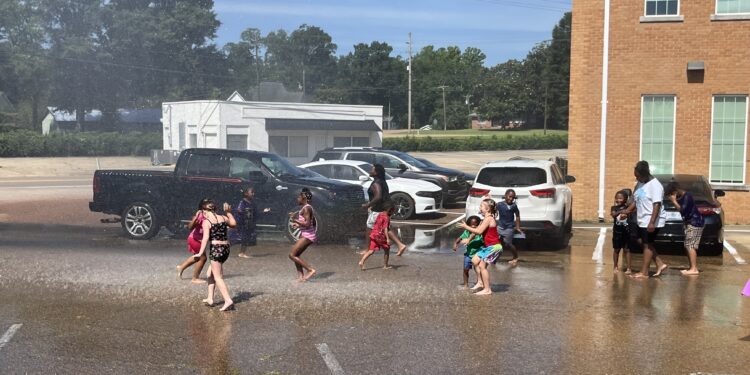 Fire Truck Splash Down at the Magee Public Library