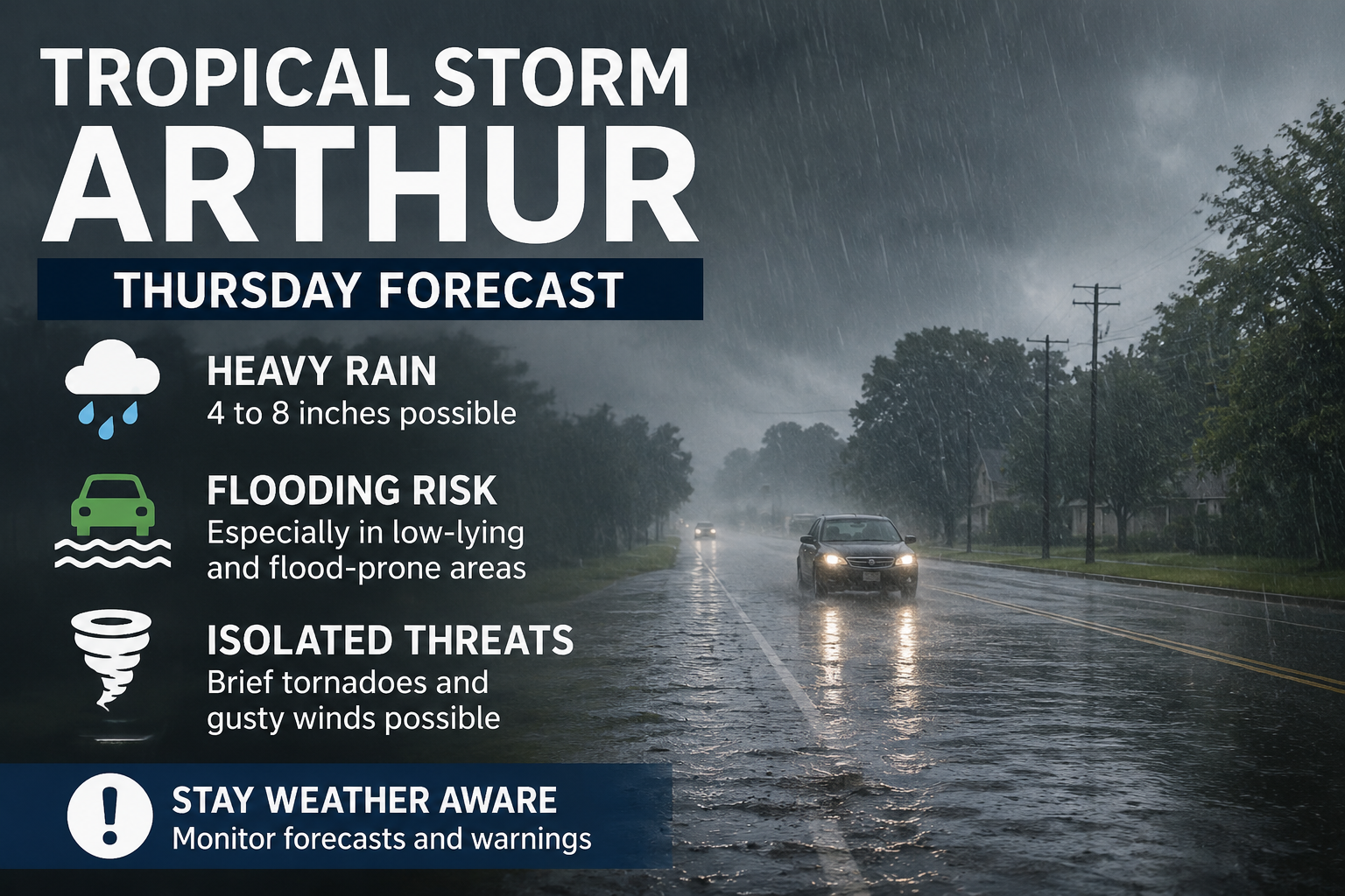Tropical Storm Arthur Could Bring Heavy Rain, Flooding Threat to Magee Area Thursday