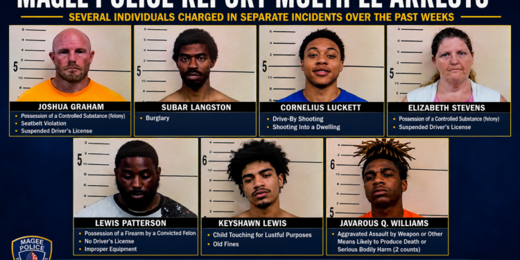 Several Arrests Announced by Magee Police Department