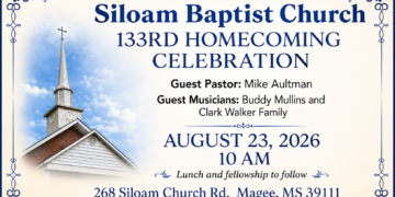 Siloam Baptist Church 133 Homecoming Celebration! Mark your calendar!