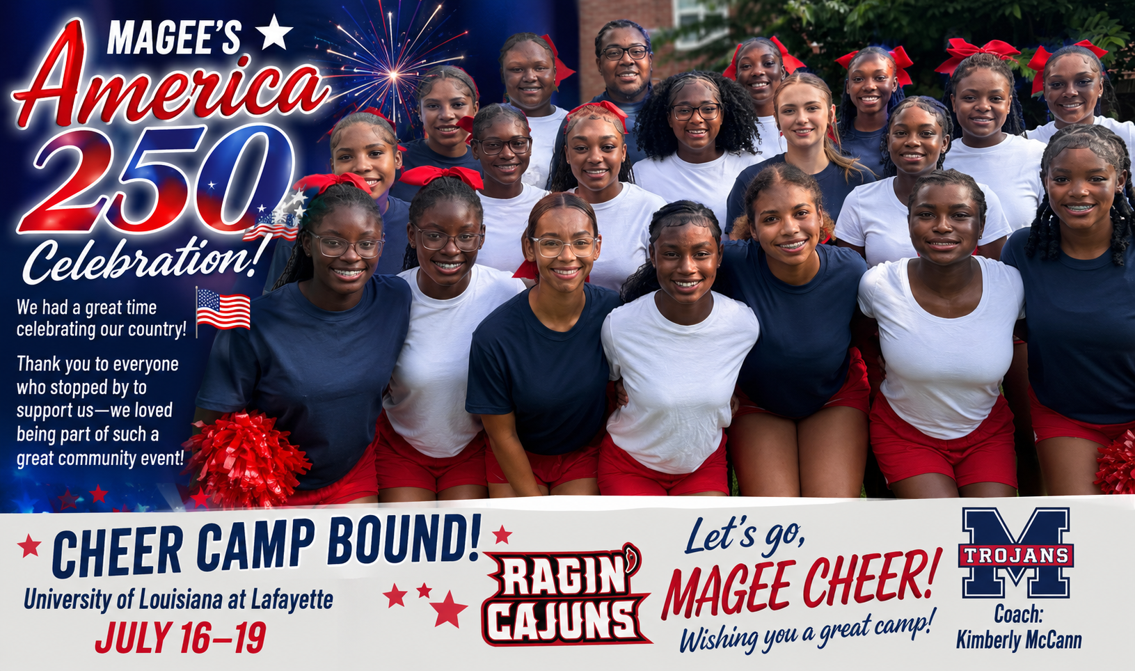Magee Cheerleaders Celebrate America 250, Prepare for Cheer Camp