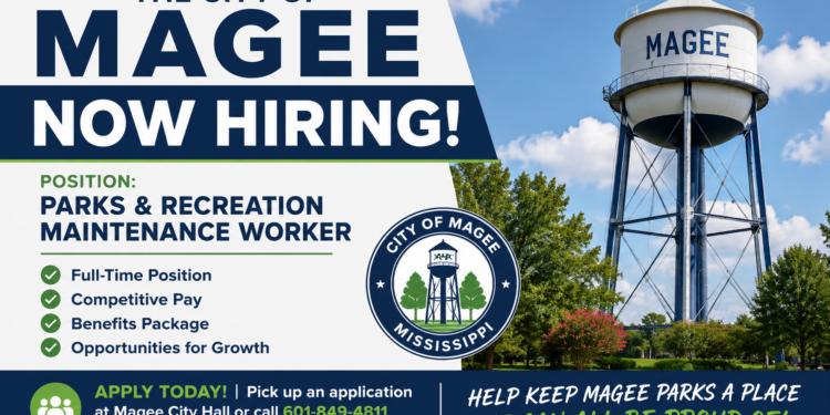 City of Magee:  Now Hiring