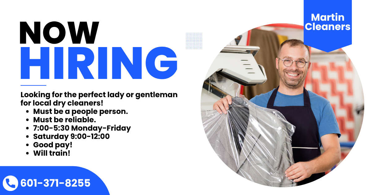 Martin Cleaners is hiring!