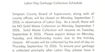 Labor Day Garbage Collection Schedule