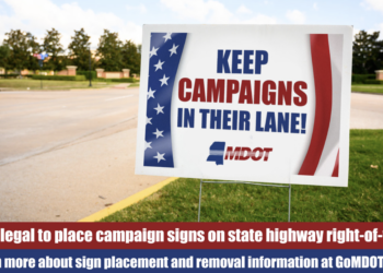 Political signs illegal on state right-of-way