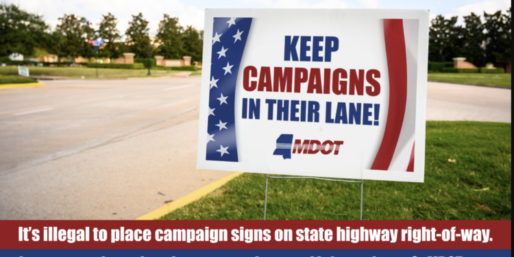 Political signs illegal on state right-of-way