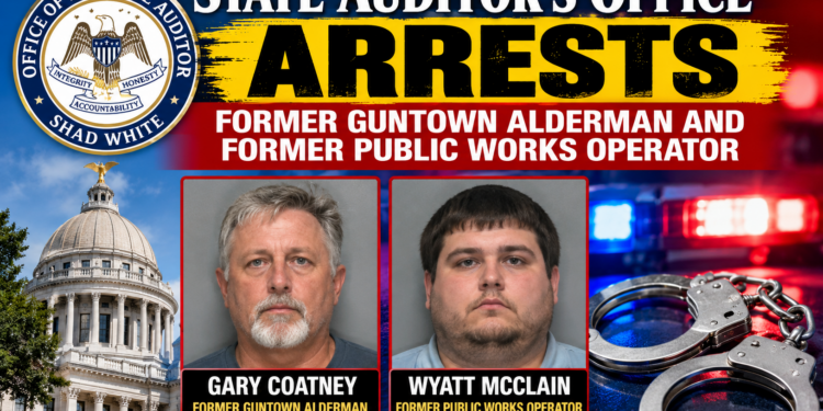 State Auditor’s Office Arrests Former Guntown Alderman and Former Public Works Operator
